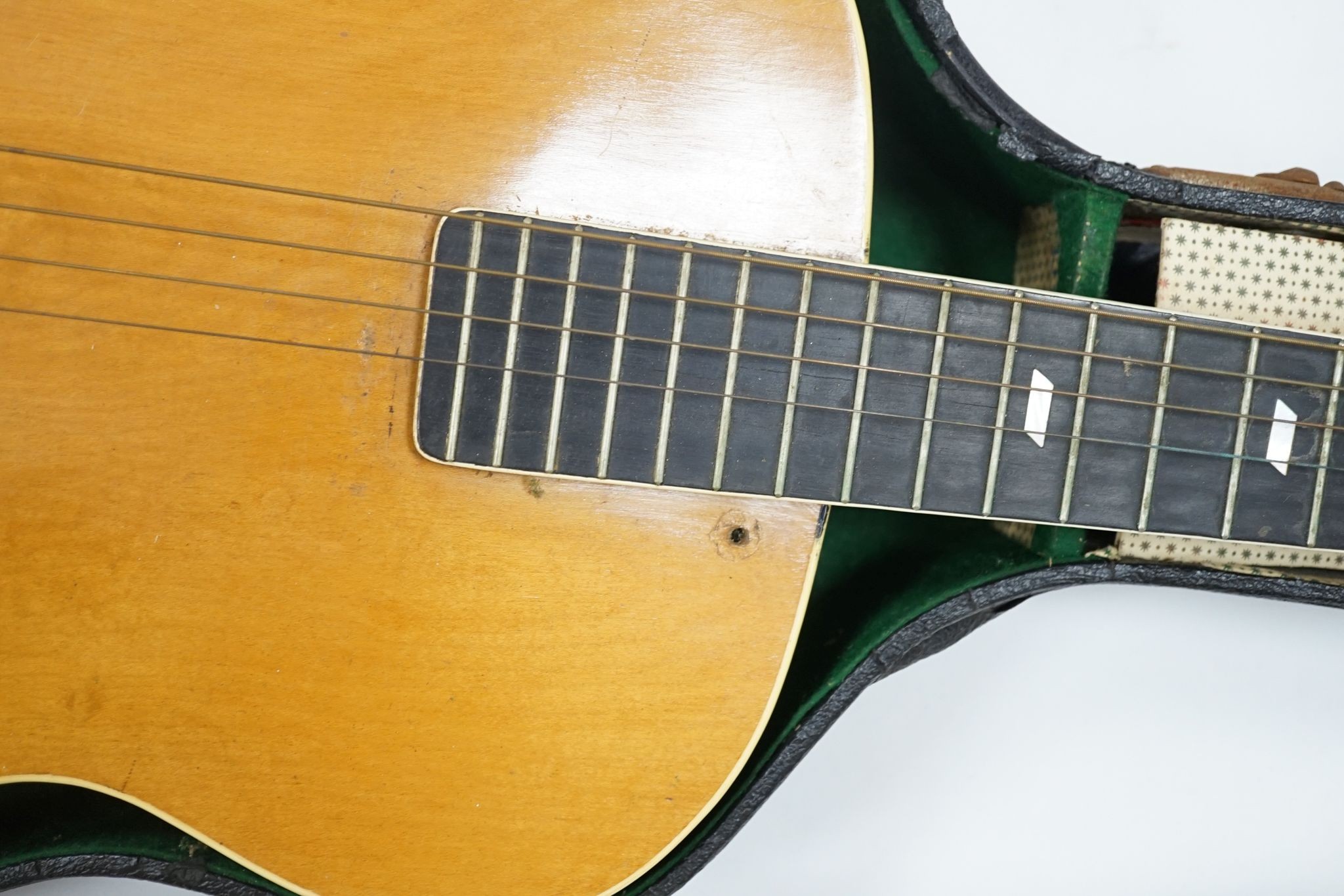 A Radiotone 7812 Jazz Archtop guitar made in the mid to late 1930's in the Czech Republic at Schonbach.